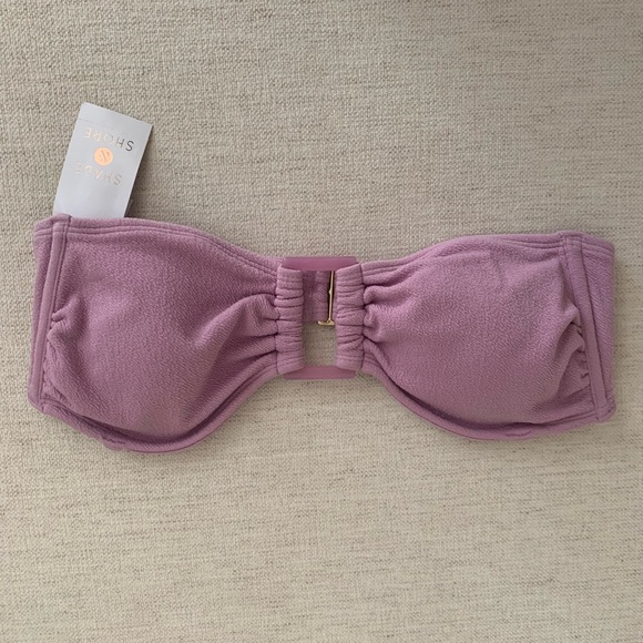 Shade & Shore Other - Mauve textured Bandeau with square ring detail-strapless Bikini Top